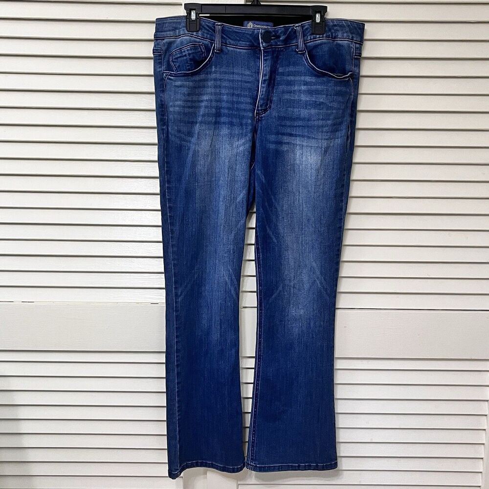 Democracy Womens 14 Ab Solution Jeans Stretch Waist Straight Leg Blue Denim